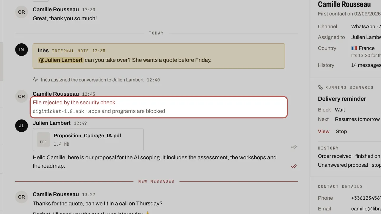 A refused file in the thread: its name and the reason it was refused