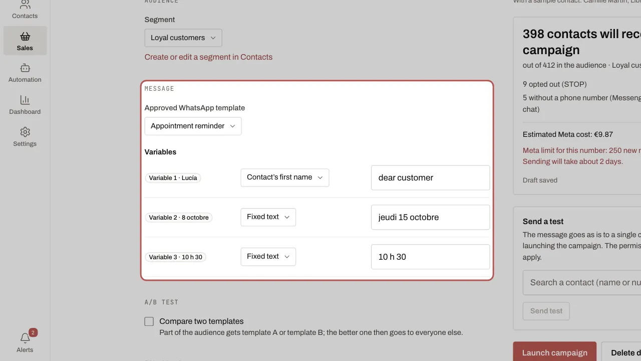 The template and its variables