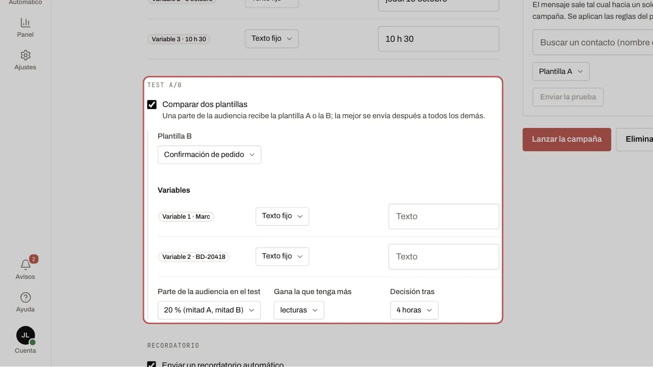 El ajuste del test A/B